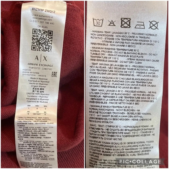 NWT Armani Exchange Cotton Burgundy Pullover Sweater Men’s Large - Picture 5 of 9